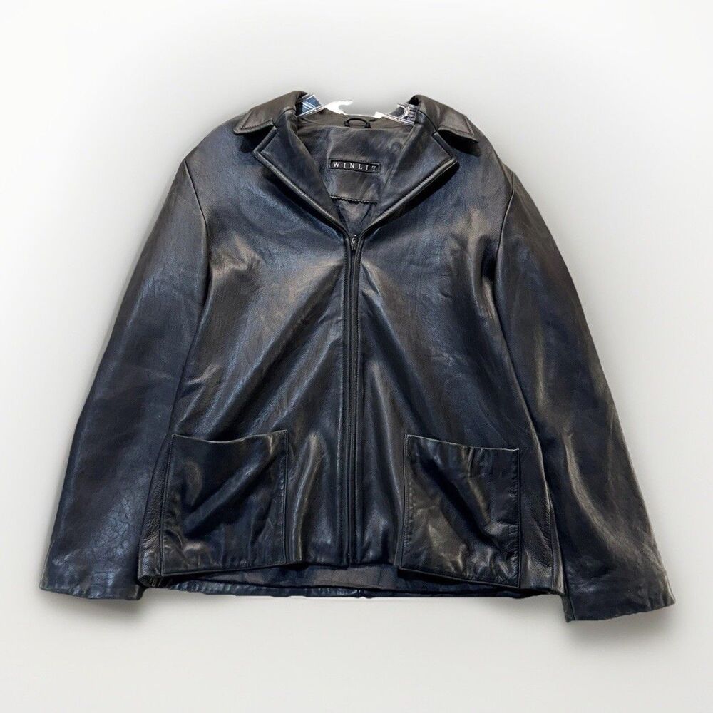 Vintage Winlit Genuine Leather Bomber Jacket Womens Large